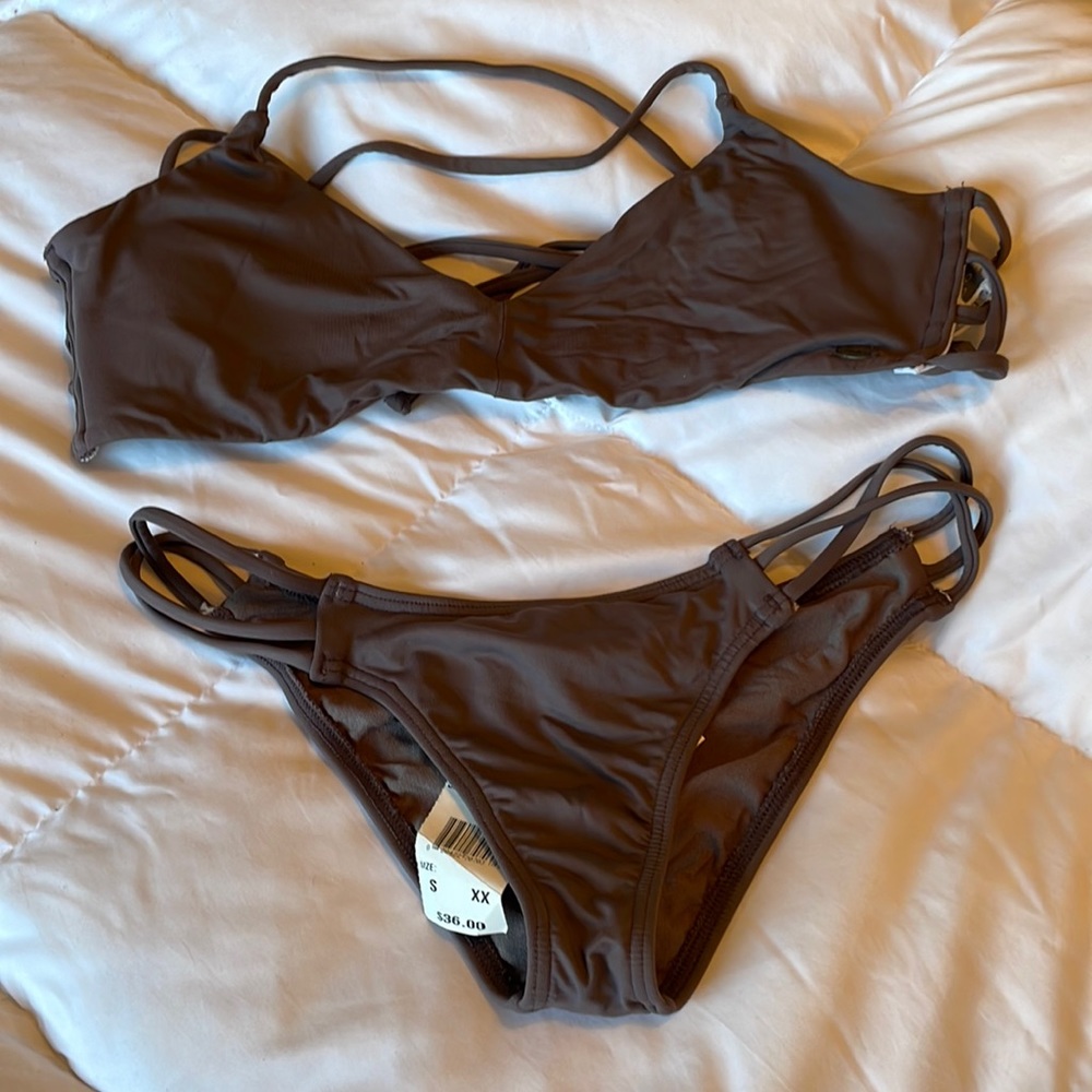 O’Neill Salt Water Solid Pepper Color Bikini Top and Bottom